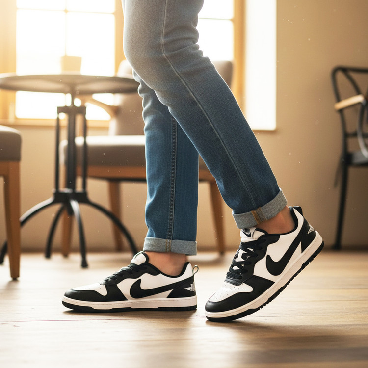 کتونی مردانه نایک NIKE PANDA رنگ مشکی سفید نمای داخل پا