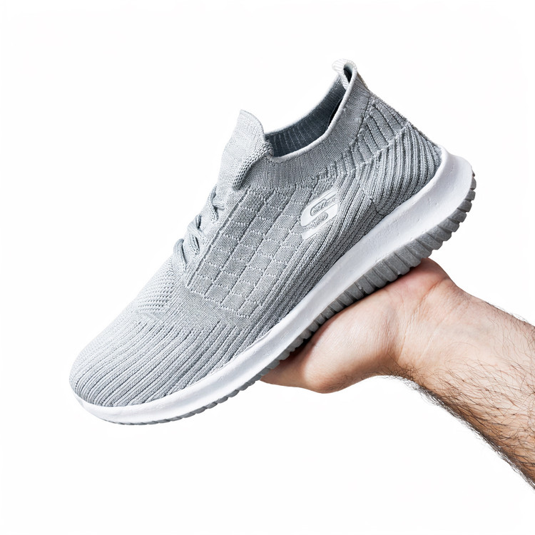 کتونی مردانه اسکیچرز رنگ طوسی روشن نمای داخل پا