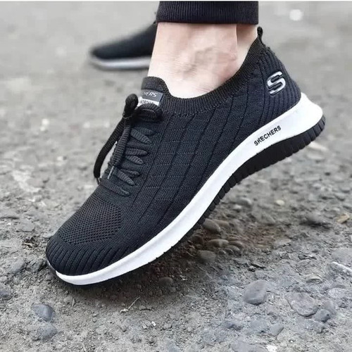 کتانی اسکیچرز مدل ۱۶۶ زنانه رنگ سیاه و طوسی